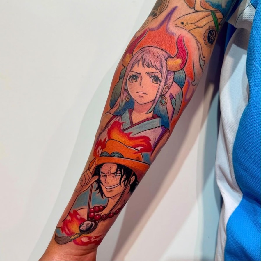 Tatuaje anime a color estilo One Piece